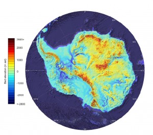 Cartes des élévations de l'Antarctique. Photo: Fretwell et al. / Bedmap Consortium