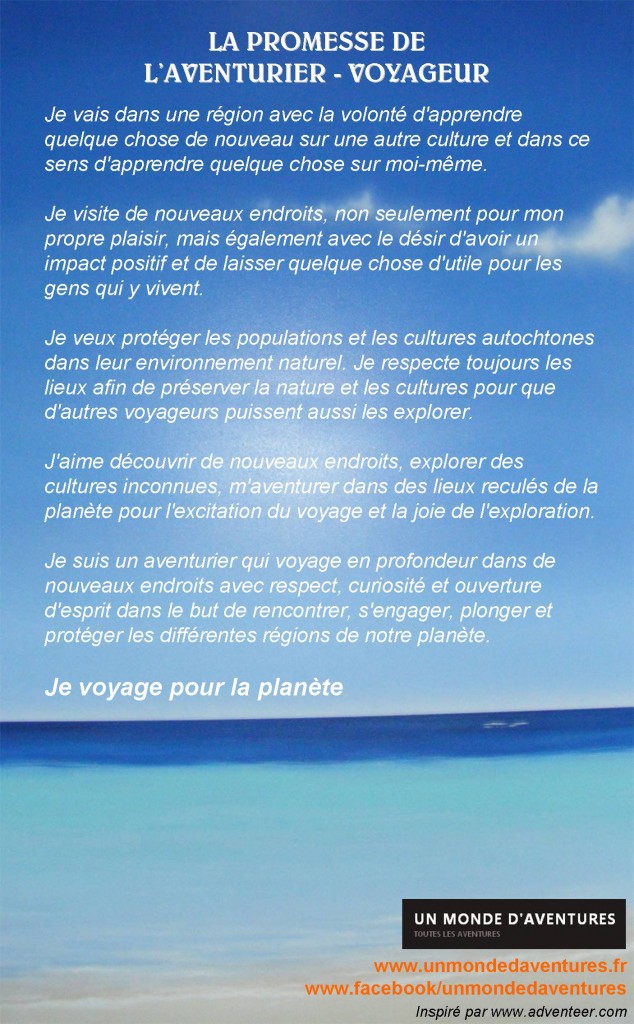 Promesse Aventurier Voyageur