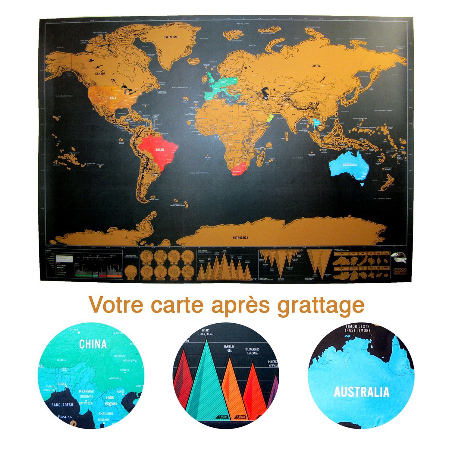 ☆ Une carte du monde à gratter édition XXL Deluxe 2018 avec un e