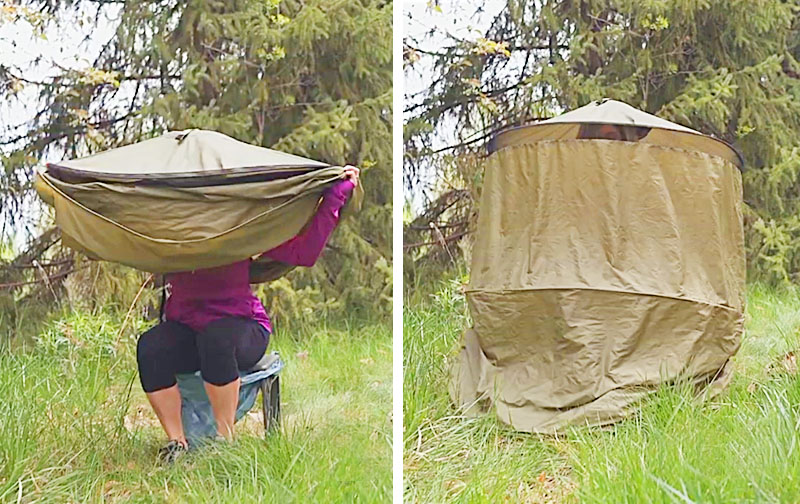 Toilette de voyage et banc de propreté - Enfant en camping