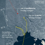 Jonction imminente entre le « Lance », un navire norvégien et les 2 explorateurs, Mike Horn et Borge Ousland